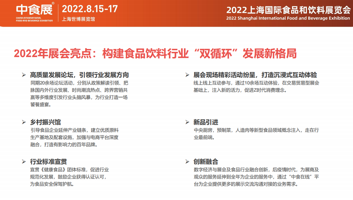 2022年展会亮点：构建食品饮料行业“双循环”发展新格局